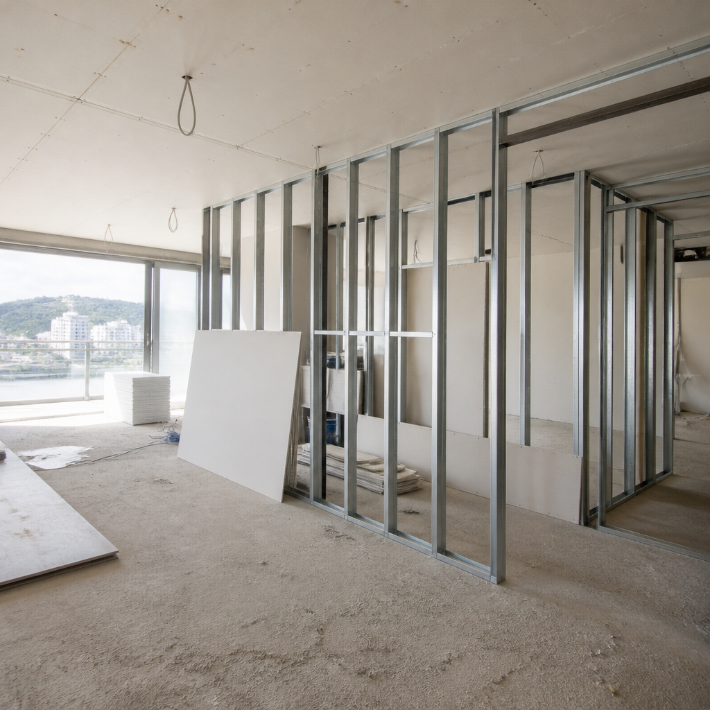 Drywall no Rio: a parede leve que virou aposta de reformas rápidas na Zona Sul e na Barra
